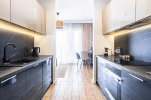Kuchyňa alebo kuchynka v ubytovaní Apartamenty Ceglana Park -parking w hali garażowej- piękne nowe osiedle
