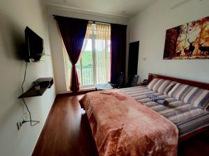 a bedroom with a large bed and a television at Cloud & Mist Inn, Kotagiri in Kotagiri
