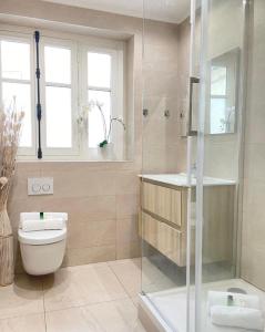 une salle de bain avec toilettes et douche en verre dans l'établissement PERGO, à Paris 20 autres photos