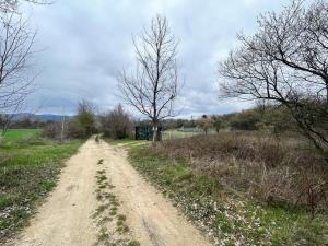 un camino de tierra en medio de un campo en Къмпинг Частен Двор en Kazanlŭk