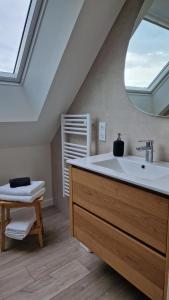 a bathroom with a large sink and a window at Meublé 5* Au gré des saisons in La Baconnière +11 photos
