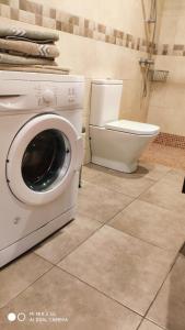 ein Badezimmer mit Waschmaschine und Toilette in der Unterkunft Excelente apartamento con esplédidas vistas al mar in Puerto de la Cruz + 19 Fotos
