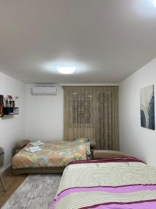 een slaapkamer met een bed en een bank erin bij Apartmani IMPERIAL 2 in Novi Pazar