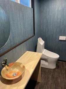 a bathroom with a sink and a toilet at InnCocoSumu？ - Vacation STAY 03969v in Kirishima