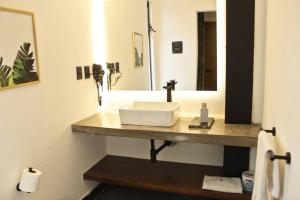 a bathroom with a sink and a mirror at Loft platino en excelente ubicación! in San Luis Potosí
