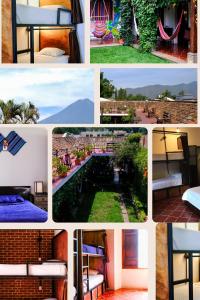 a collage of pictures of different types of houses at Tzunun Hostel in Antigua Guatemala