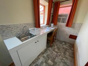a kitchen with a sink and a counter top at Anka Wasi Lodging in Cusco