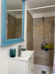 La salle de bains est pourvue d'un lavabo et d'un miroir. dans l'établissement CasaCholina, à Santa Cruz de Tenerife