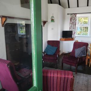 salon z 2 krzesłami i telewizorem w obiekcie Traditional Cosy Cottage w mieście Louisburgh