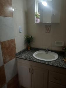 a bathroom with a sink and a mirror at Lo de Guille in Oberá