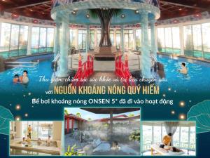 un collage de photos d'une piscine dans un complexe dans l'établissement Vườn Vua Resort & Sun Villas Khu Thanh Liên, à Ðồng Phú