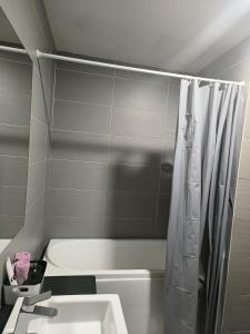 a bathroom with a tub and a sink and a shower at Ksl D'Esplanade Studio Apartment's 3 in Johor Bahru