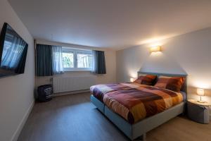 1 dormitorio con 1 cama grande y TV en Raiffeisenstraat Eindhoven en Eindhoven