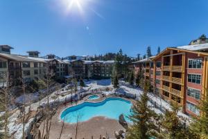 an aerial view of a resort with a swimming pool at #544- Luxury Village 3BR - Spa, Pool, & Walk to Gondola in Mammoth Lakes