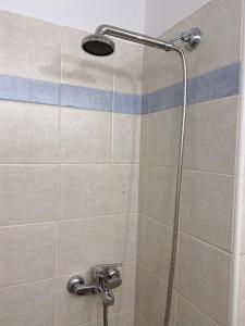een douche met een douchekop in de badkamer bij nicole's home in Athene