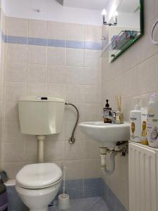 een badkamer met een toilet en een wastafel bij nicole's home in Athene