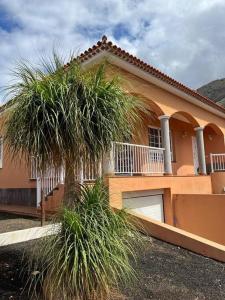 a house with a palm tree in front of it at Chalet. Jardín, vistas, tranquilidad in Caleta de Interián