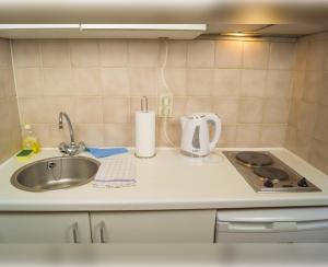 a kitchen counter with a sink and a stove at Room in Apartment - Condo Gardens Leuven - Student Flat Semiduplex in Leuven