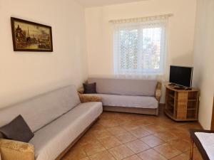 a living room with a couch and a television at Apartments Mihalic in Šilo