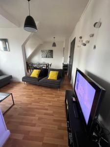 sala de estar con sofá y TV de pantalla plana en Mury 3 en Estrasburgo