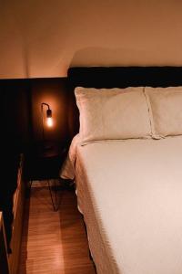 - une chambre avec un lit et une lampe à côté dans l'établissement Studio 308 no Parque Una com garagem, à Pelotas