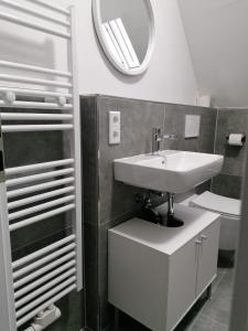 赫內的住宿－estrella24 LIVING ROOMS Chita，一间带水槽和镜子的浴室