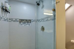 a shower with a glass door in a bathroom at Convenient Washington, DC, Studio Near Metro Stop! in Washington, D.C.