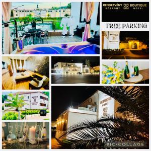a collage of photos of a hotel with a collage ofevents at Boutique Hotel & Event Center in Budapest
