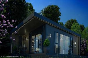 a rendering of a tiny house at Aberdunant Hall Holiday Park in Porthmadog