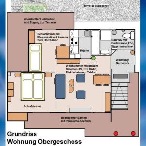 a floor plan of a building with diagrams ofartments at Ferienwohnung mit fantastischem Panoramablick in Vairano