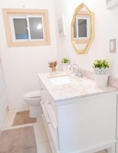 a bathroom with a sink and a toilet at Cozy Private Room-Your Perfect place in Hamilton in Hamilton