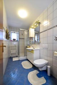 a bathroom with a toilet and a sink and a shower at GreenHouse in Zagreb