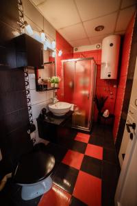 a bathroom with a toilet and a sink and a shower at Premium 030 in Bor