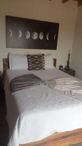 a bedroom with a large bed with planets on the wall at VALLE LIFE in Sansoni