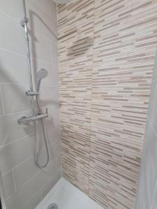 La salle de bains est pourvue d'une douche avec un pommeau de douche. dans l'établissement Estudio 86, à Torrox Costa