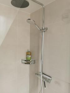 a shower with a glass door in a bathroom at Canopée - Appartement - Hyper centre ville in Quimper