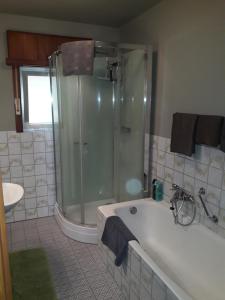 a bathroom with a shower and a bath tub at Wenceslas Cobergher IV in Bertem +16 photos