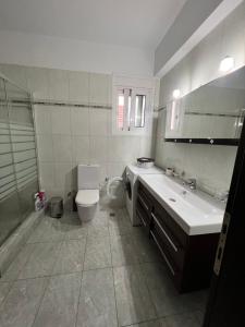 e bagno con servizi igienici, lavandino e servizi igienici. di KONTIS' Luxury Detached house near the sea a Loutraki