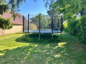 trampolina w trawie na dziedzińcu w obiekcie Maison piscine famille nombreuse 13 couchages w mieście Écublé