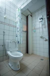 a bathroom with a toilet and a shower at Appartement Meublé Bonamoussadi Douala in Deido