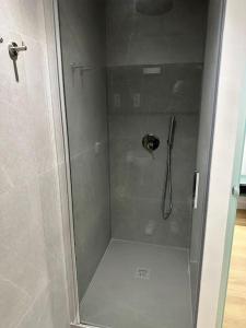 a shower with a glass door in a bathroom at Loft Atocha 43 in Madrid