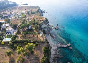 an aerial view of an island in the ocean at La Dimora degli Angeli in Tropea