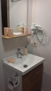 a bathroom with a sink and a mirror at Galatolia Suites in Istanbul