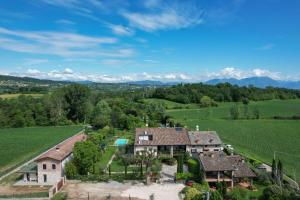 an aerial view of a house in a vineyard at Corte Vallio in Desenzano del Garda