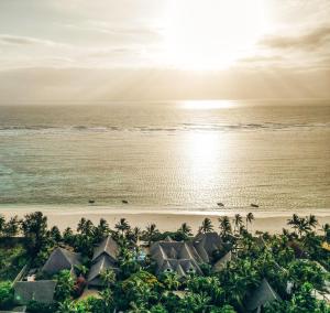 an aerial view of the beach at the resort at Zoi Retreat Hotel Zanzibar in Matemwe