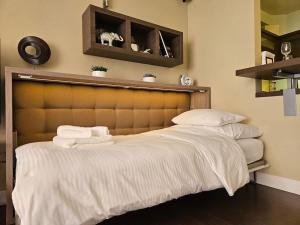 ブダペストにあるBerzenczey apartmentのベッドルーム1室(大型ベッド1台、白いシーツ、枕付)