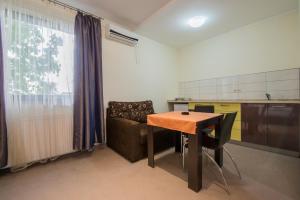 a kitchen with a table and a couch in a room at Villa Milano in Kovin