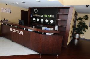 a reception desk in a hospital lobby at Ontur Butik Hotel in Ankara