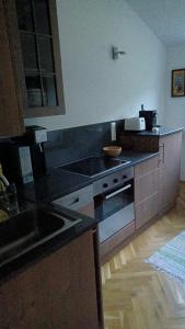 a kitchen with a black counter top and a sink at Apartment in Ossiach in Altossiach