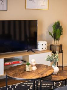Televisyen dan/atau pusat hiburan di Vintage Glamour Nest 2BR Apt near CBD with carpark